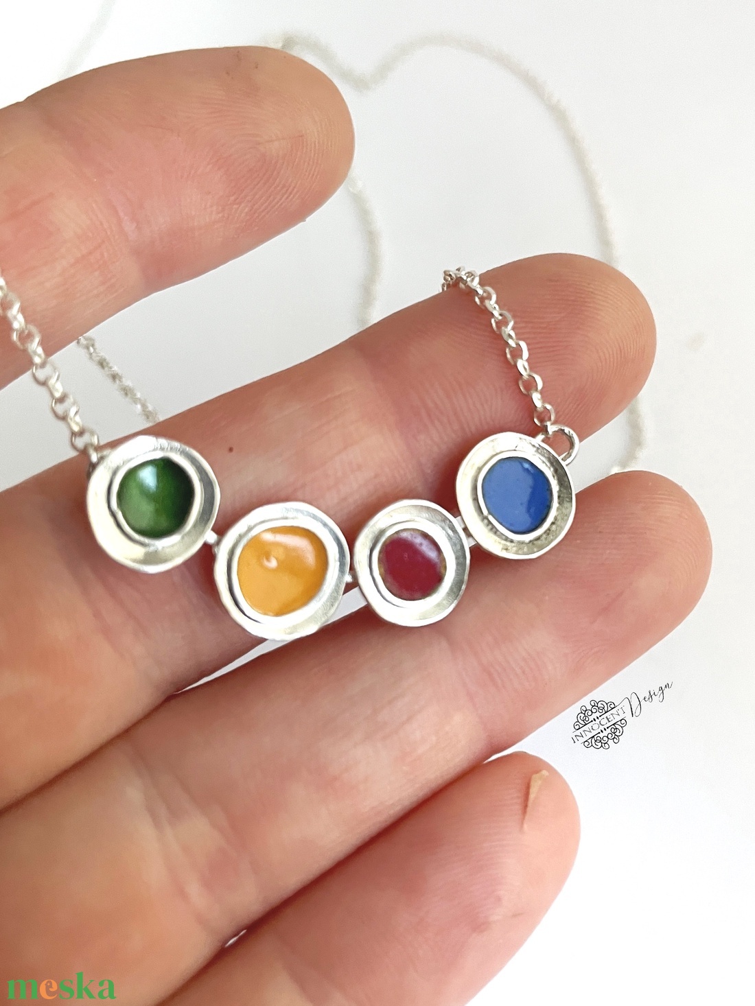 Gaudi - ezüst nyaklánc tűzzománccal - színes  - ékszer - fülbevaló - lógó fülbevaló - Meska.hu Gaudi - ezüst nyaklánc tűzzománccal - színes  - ékszer - fülbevaló - lógó fülbevaló - Meska.hu