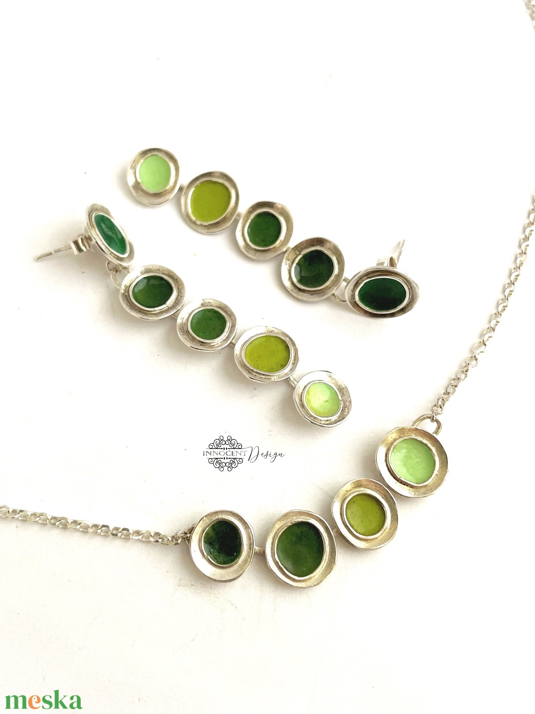 Gaudi - ezüst nyaklánc tűzzománccal - Zöld  - ékszer - nyaklánc - medálos nyaklánc - Meska.hu