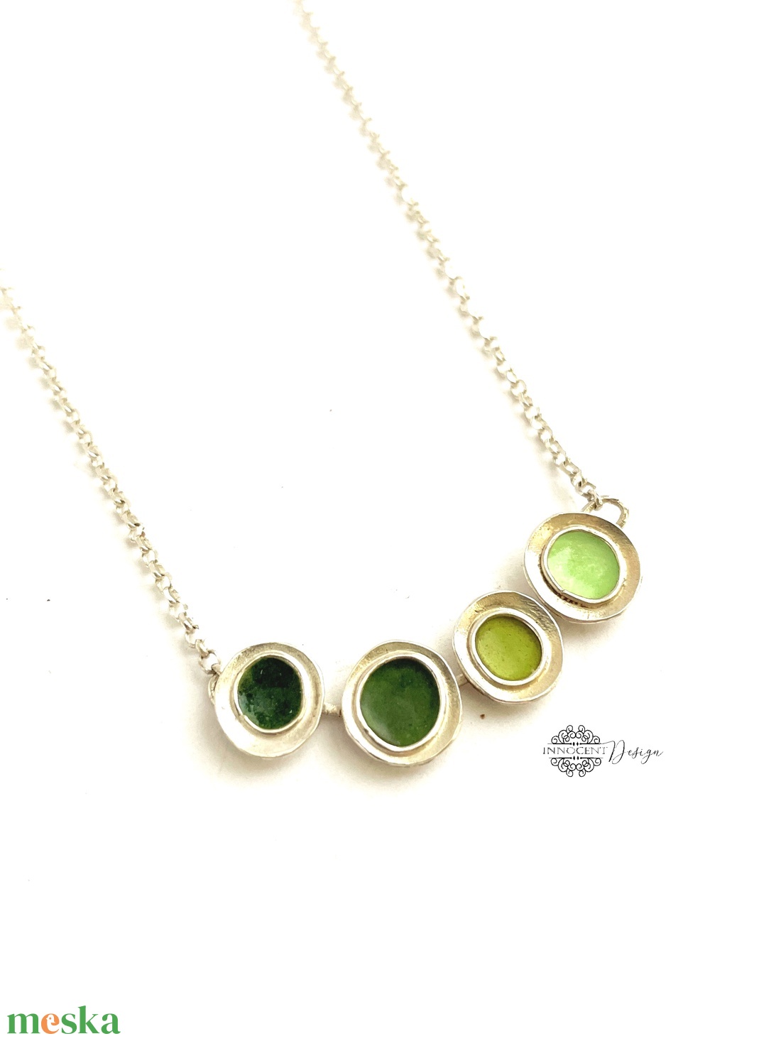 Gaudi - ezüst nyaklánc tűzzománccal - Zöld  - ékszer - nyaklánc - medálos nyaklánc - Meska.hu