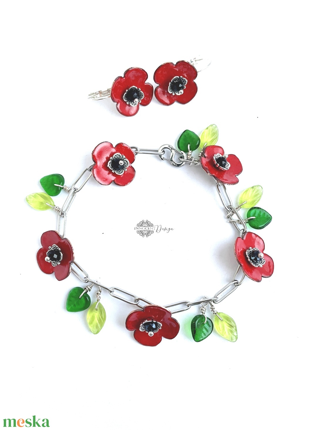 Poppy - tűzzománc ékszerszett Nikolett részére  - ékszer - ékszerszett - Meska.hu