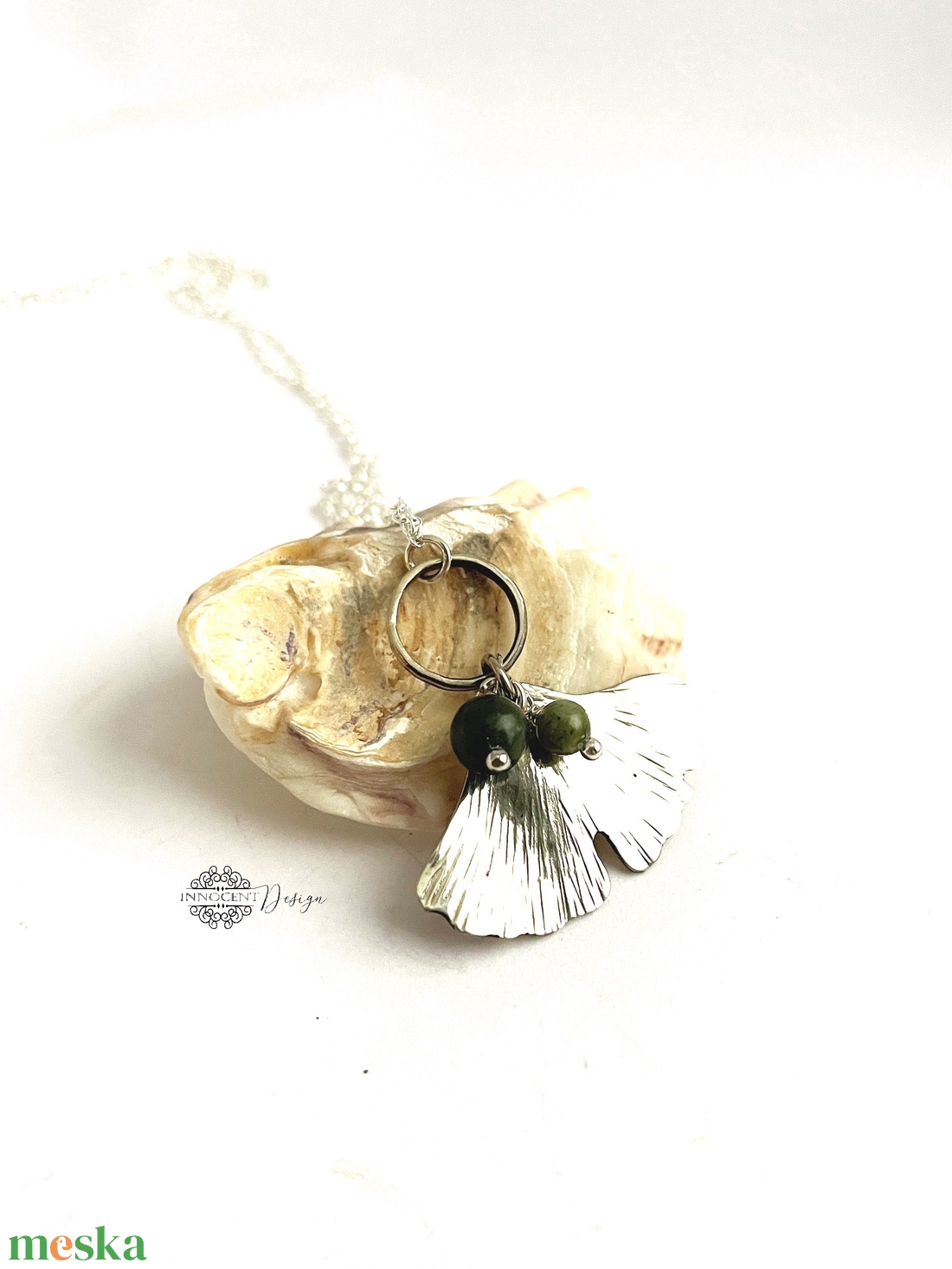 Fine nature - Gingko biloba - alpakka medál láncon - ékszer - nyaklánc - medálos nyaklánc - Meska.hu