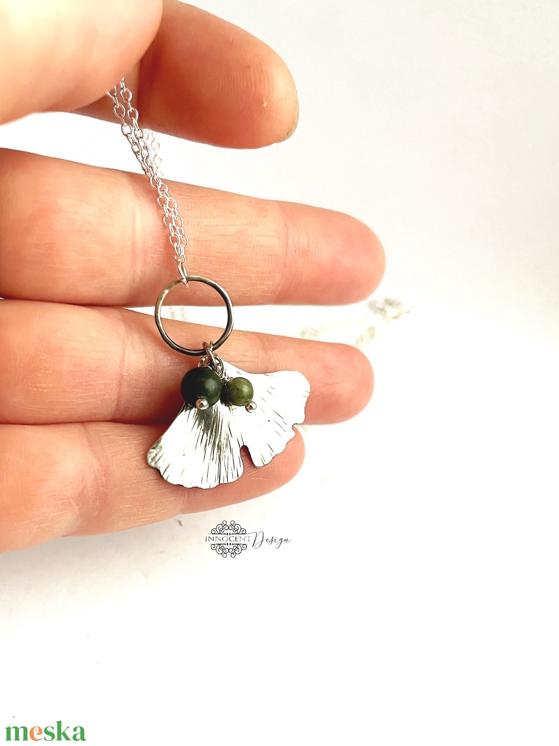 Fine nature - Gingko biloba - alpakka medál láncon - ékszer - nyaklánc - medálos nyaklánc - Meska.hu