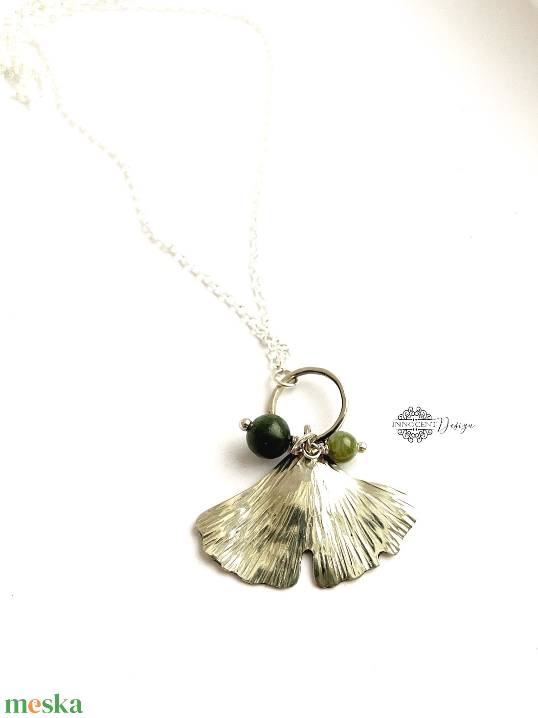 Fine nature - Gingko biloba - alpakka medál láncon - ékszer - nyaklánc - medálos nyaklánc - Meska.hu