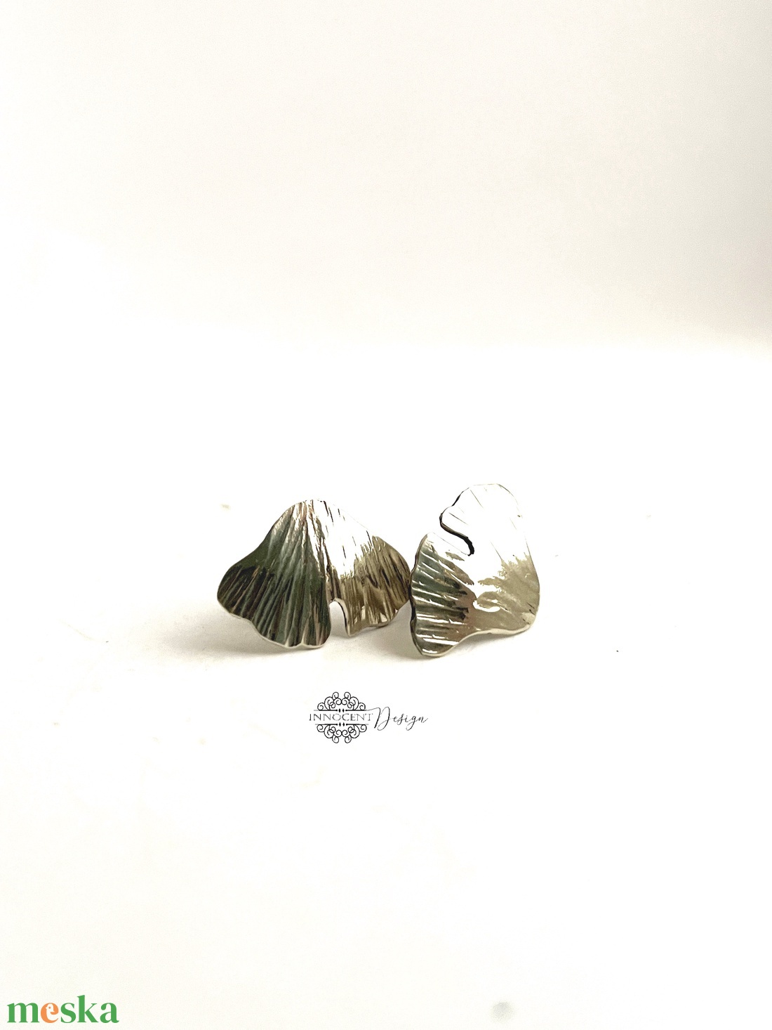 Fine nature - Gingko biloba - alpakka bedugós fülbevaló - ékszer - fülbevaló - pötty fülbevaló - Meska.hu