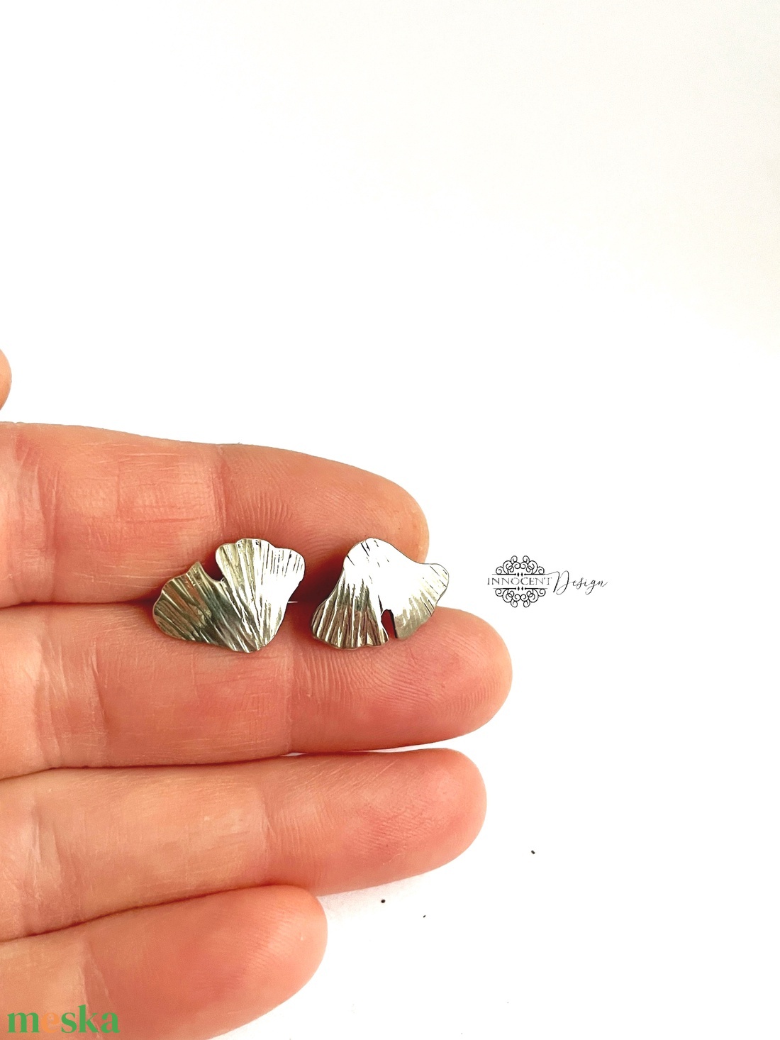 Fine nature - Gingko biloba - alpakka bedugós fülbevaló - ékszer - fülbevaló - pötty fülbevaló - Meska.hu