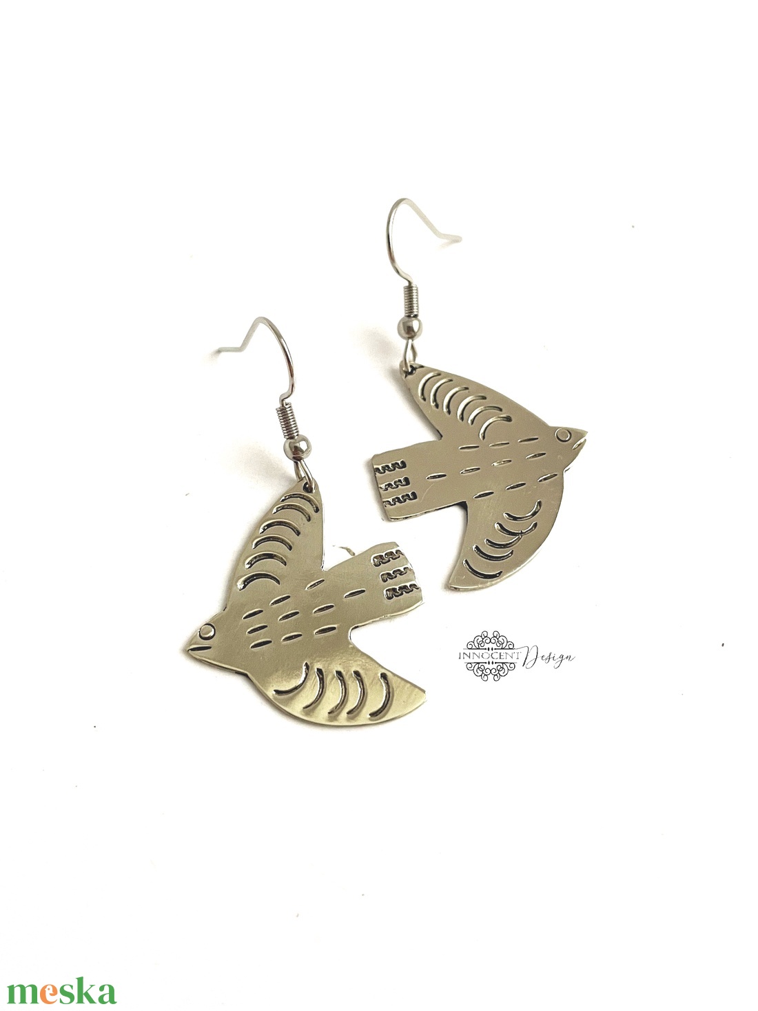 Repülj madár, repülj! - Alpakka fülbevaló - ékszer - fülbevaló - lógó fülbevaló - Meska.hu