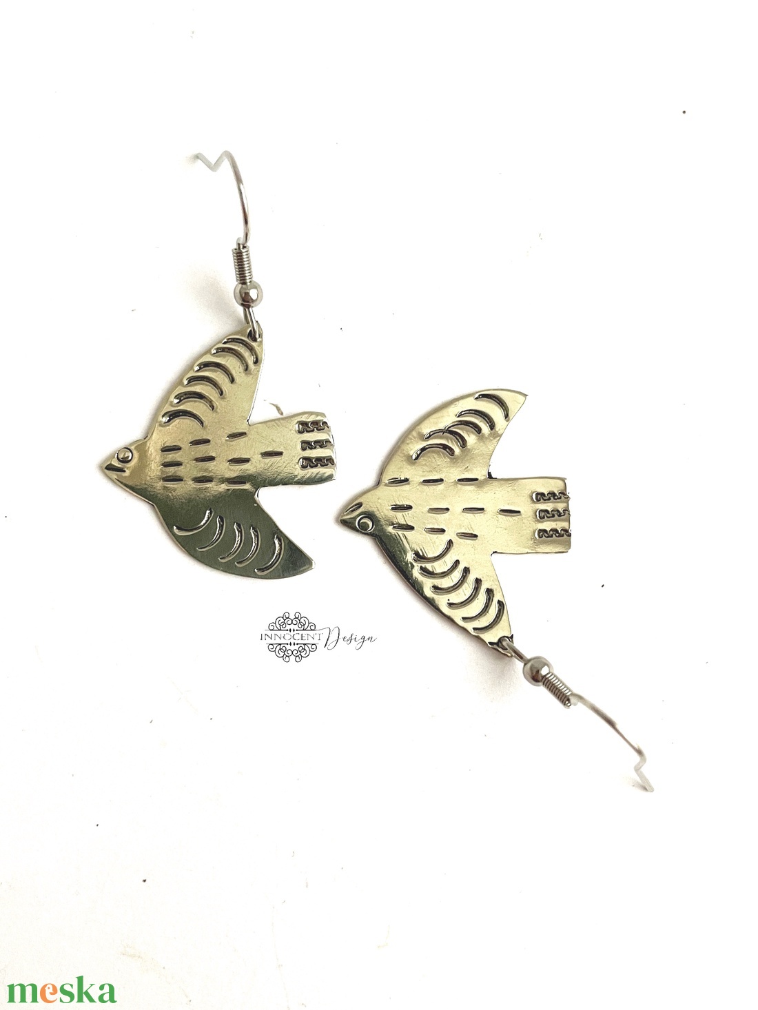 Repülj madár, repülj! - Alpakka fülbevaló - ékszer - fülbevaló - lógó fülbevaló - Meska.hu