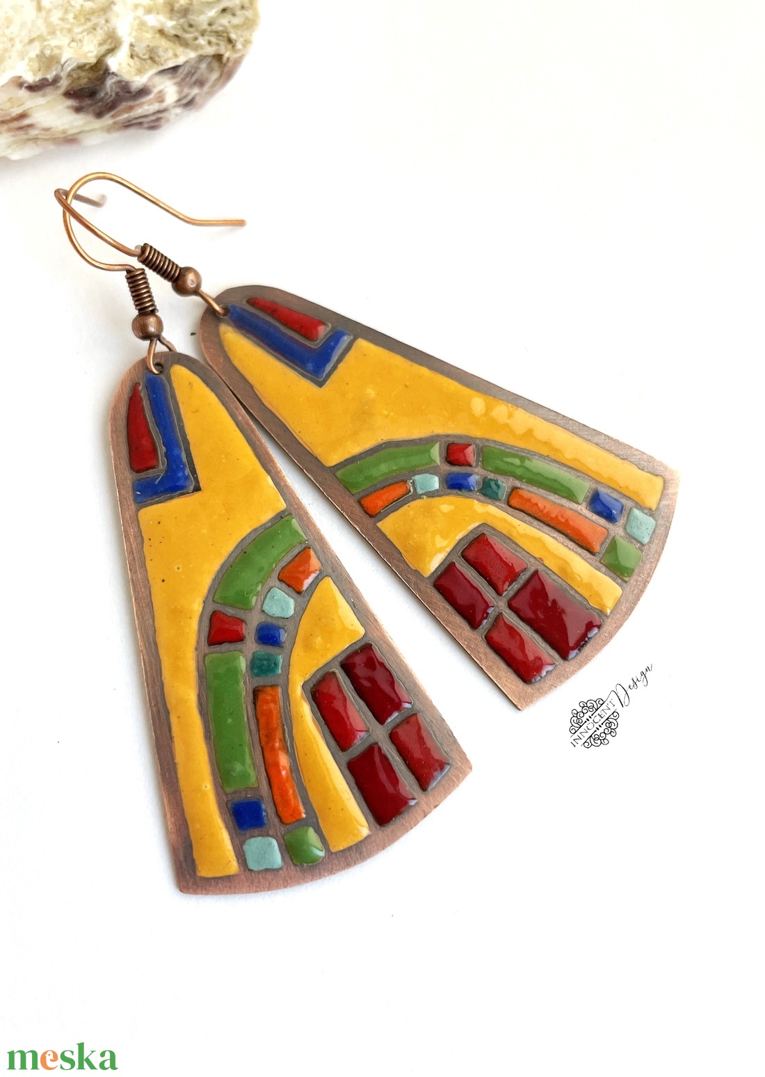 Hundertwasser - színes város - tűzzománc nyaklánc és fülbevaló szett - ékszer - ékszerszett - Meska.hu