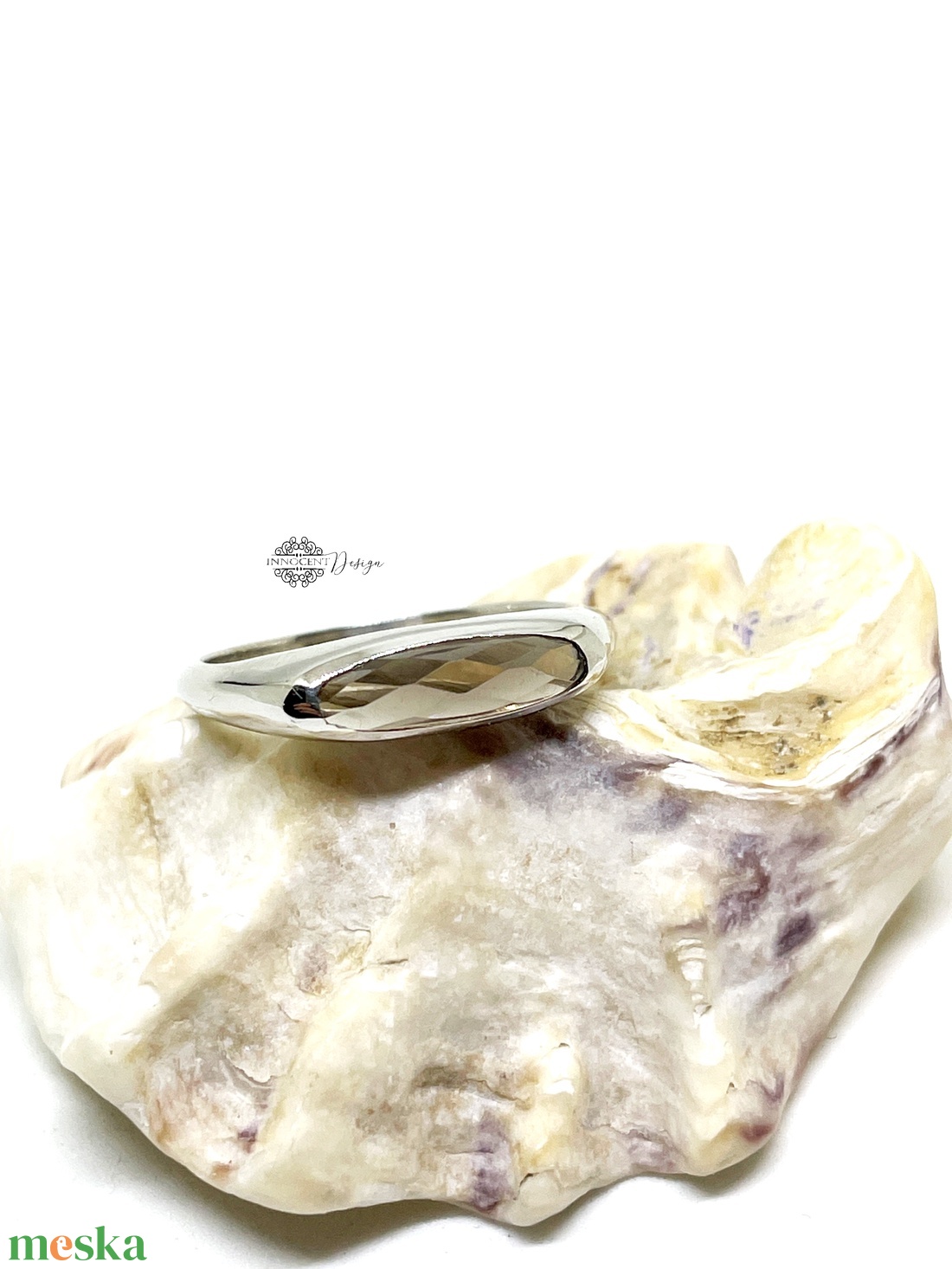 Ezüst gyűrű füstkvarc kővel  55-ös méret - ékszer - gyűrű - statement gyűrű - Meska.hu
