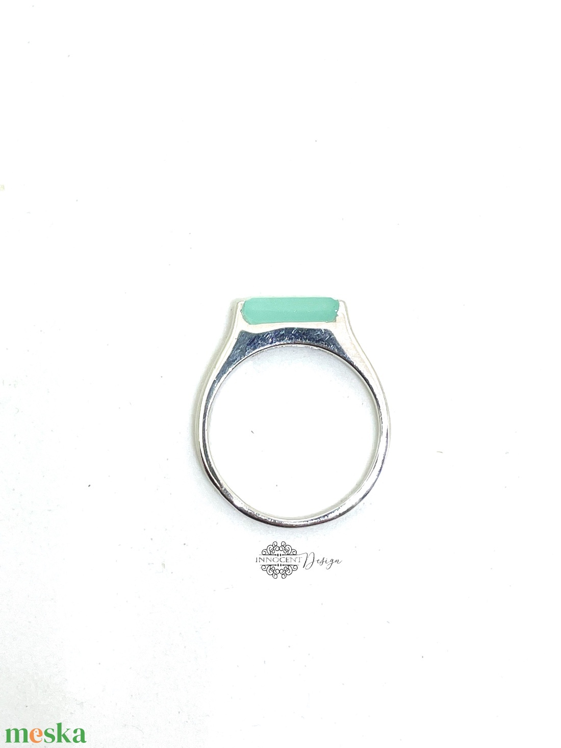 Ezüst gyűrű akvamarinnal � 57-es méret - ékszer - gyűrű - szoliter gyűrű - Meska.hu