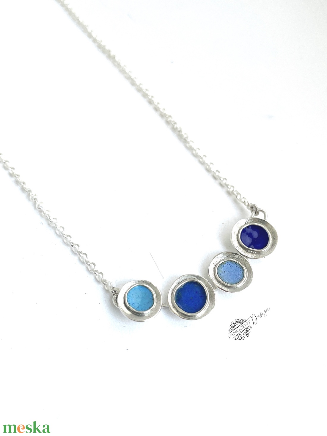 Gaudi - ezüst nyaklánc tűzzománccal - kék  - ékszer - nyaklánc - medálos nyaklánc - Meska.hu