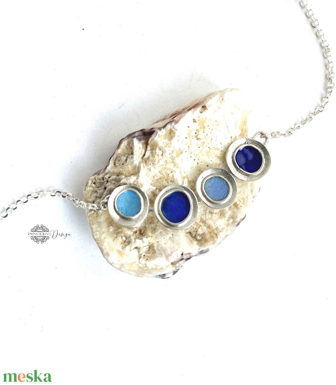 Gaudi - ezüst nyaklánc tűzzománccal - kék  - ékszer - nyaklánc - medálos nyaklánc - Meska.hu