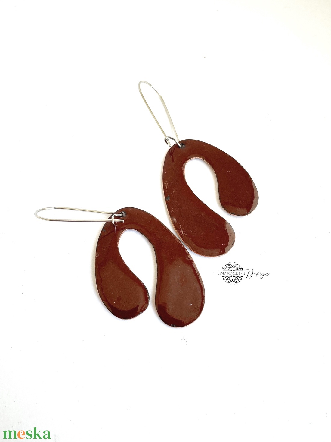 Amőba - színes tűzzománc fülbevaló- étcsokis karamell - ékszer - fülbevaló - lógó fülbevaló - Meska.hu