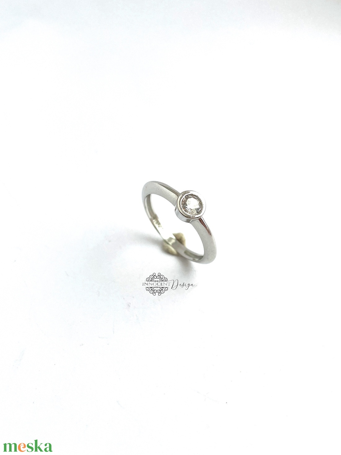 925 Ezüst gyűrű buton cirkóniával buton foglalatban 53-as -  - Meska.hu