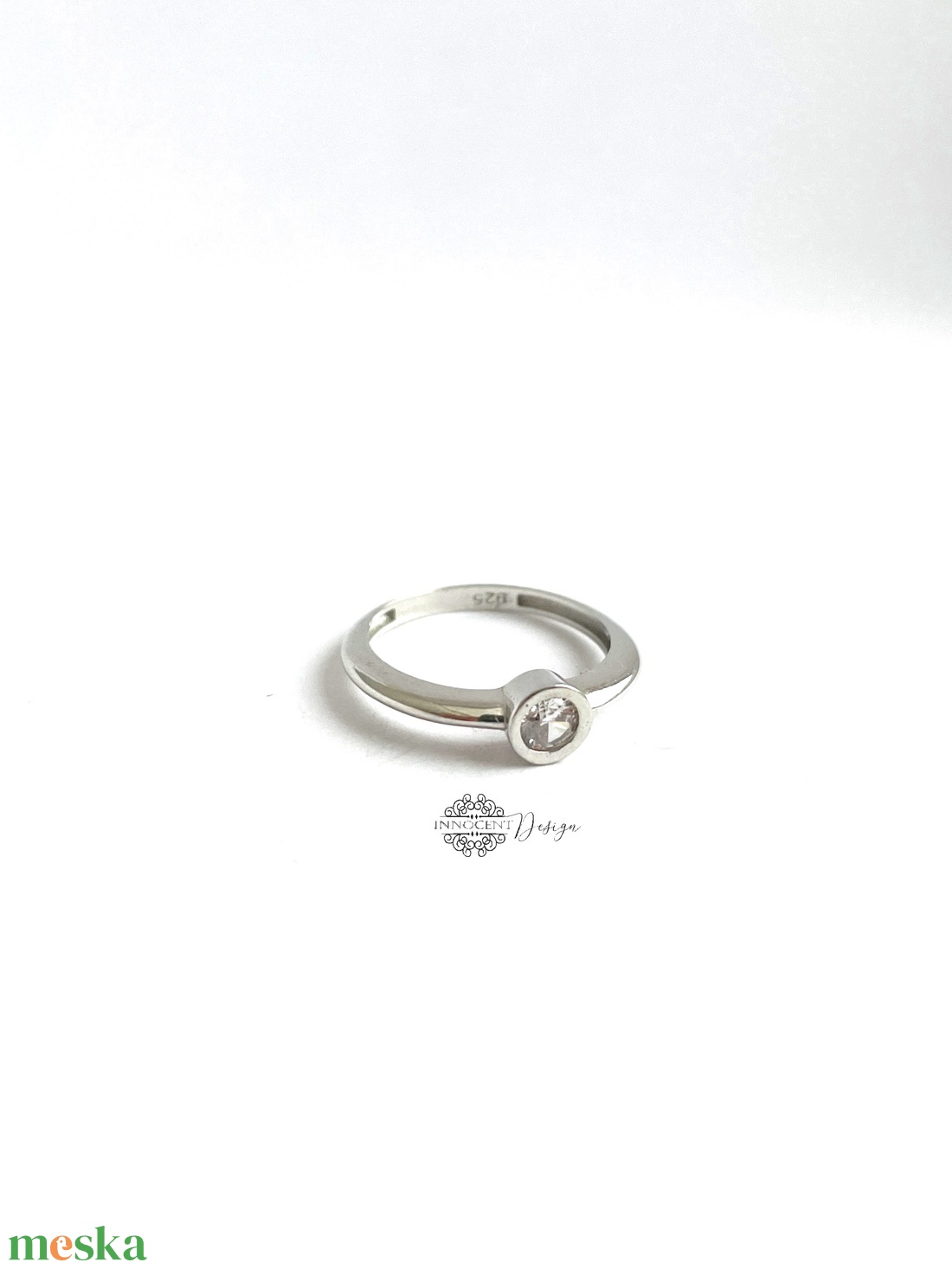 925 Ezüst gyűrű buton cirkóniával buton foglalatban 53-as -  - Meska.hu