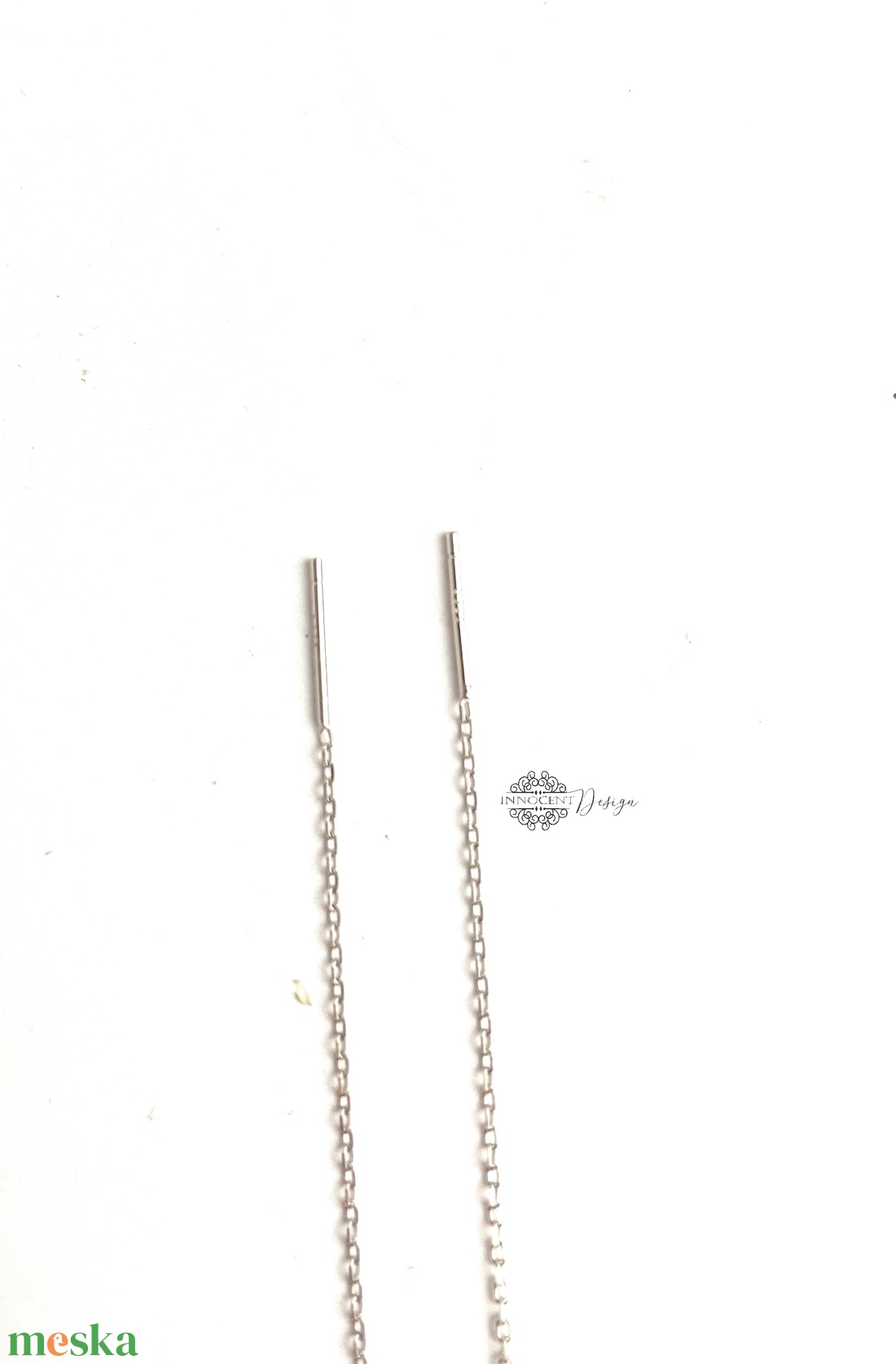 925 Ezüst hosszú bedugós fülbevaló golyóval láncon - ékszer - fülbevaló - lógó fülbevaló - Meska.hu
