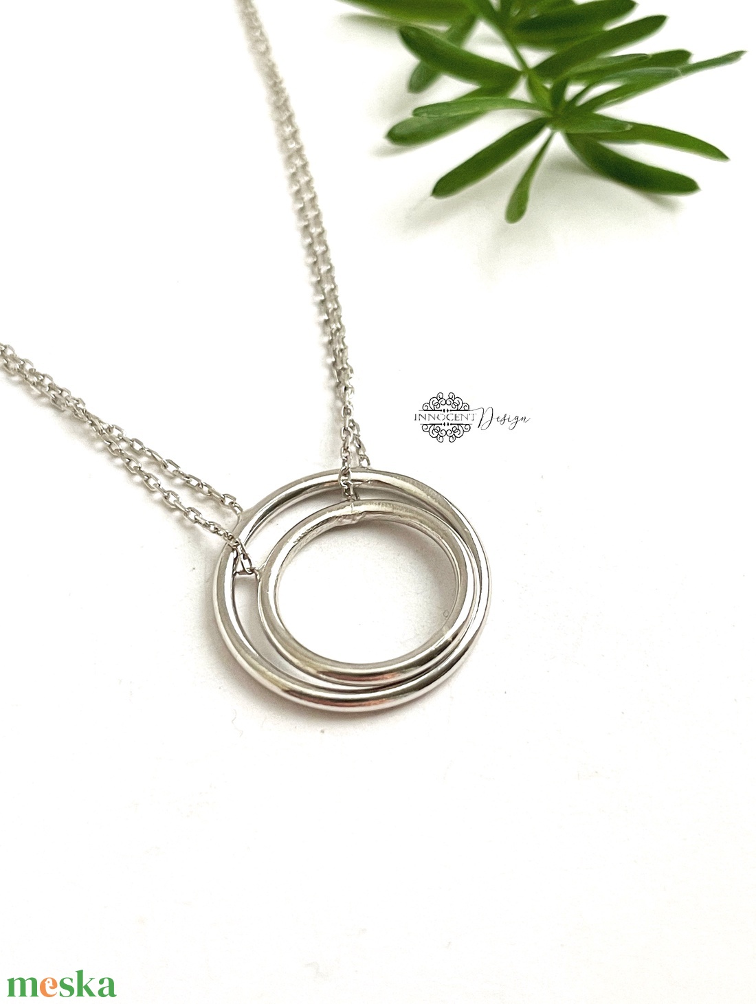 Dupla karikás minimalista ezüst nyaklánc  - ékszer - nyaklánc - párhuzamos nyaklánc - Meska.hu