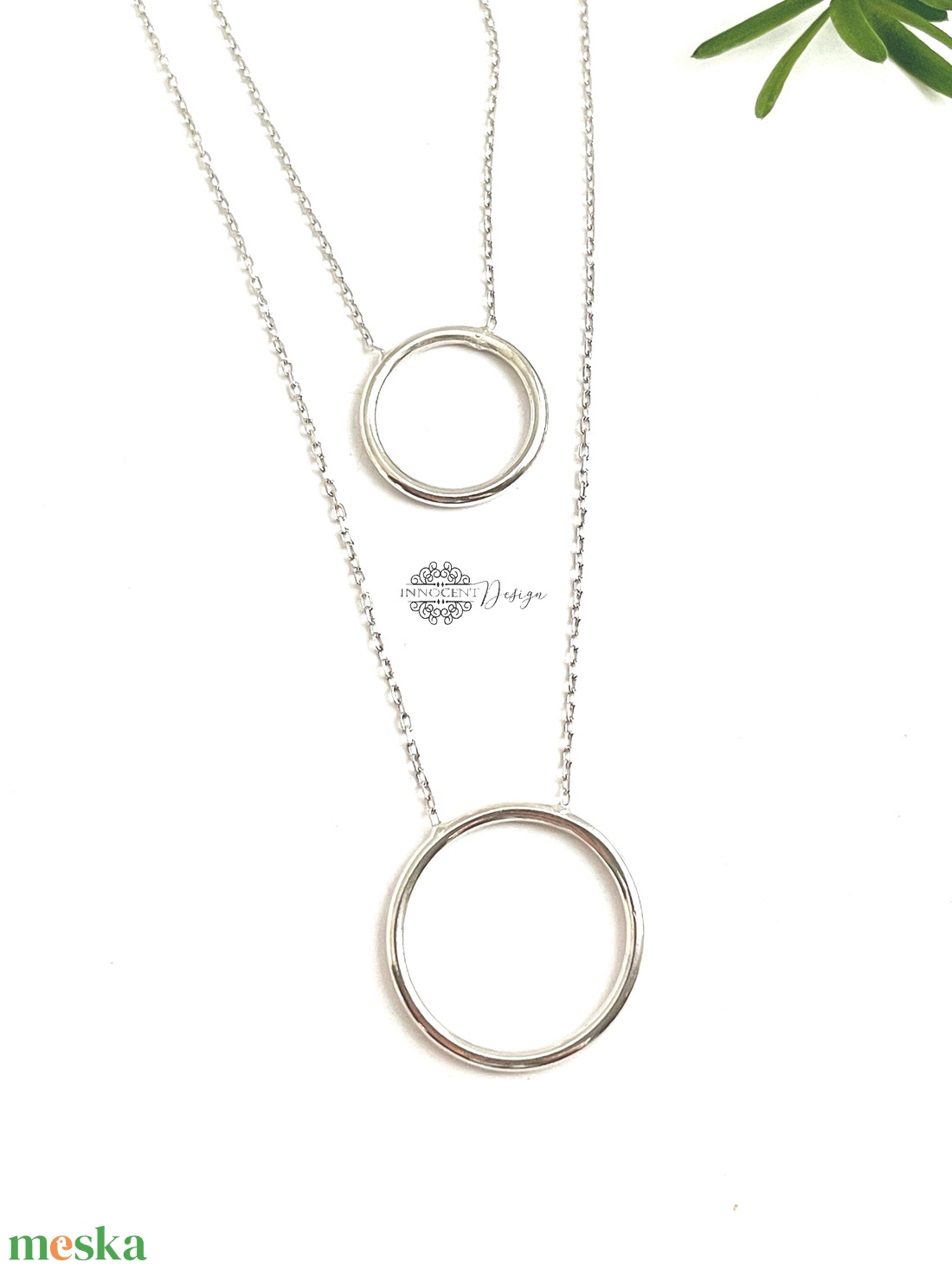Dupla karikás minimalista ezüst nyaklánc  - ékszer - nyaklánc - párhuzamos nyaklánc - Meska.hu