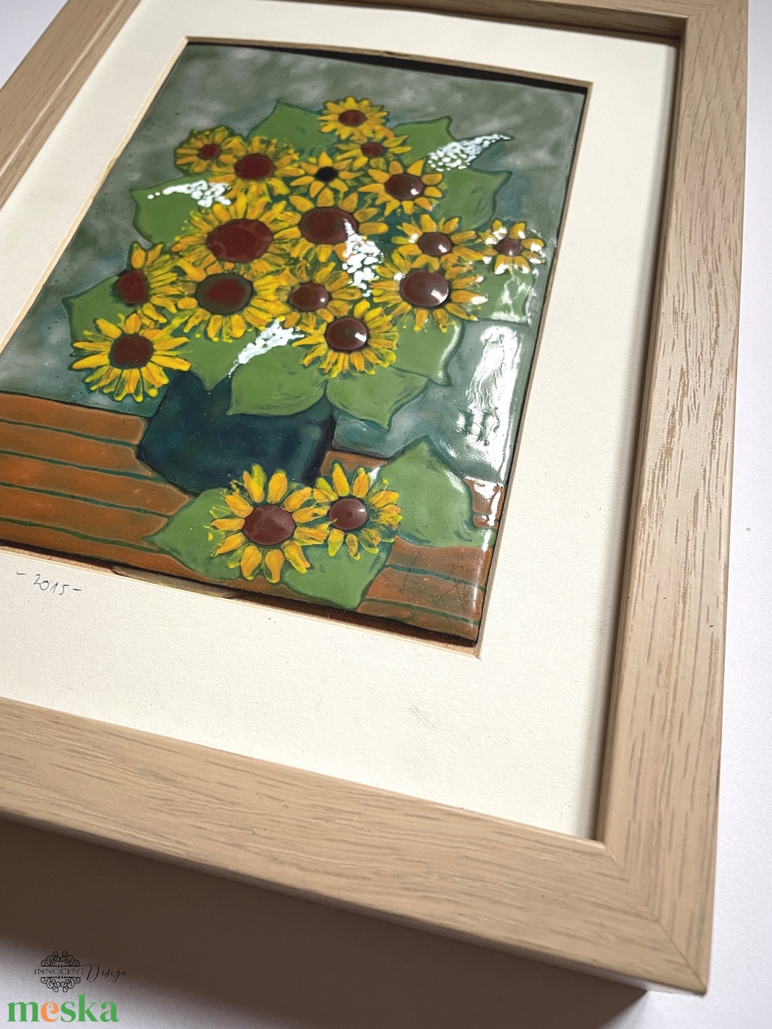 Napraforgók - tűzzománc kép  - művészet - festmény - tűzzománc - Meska.hu