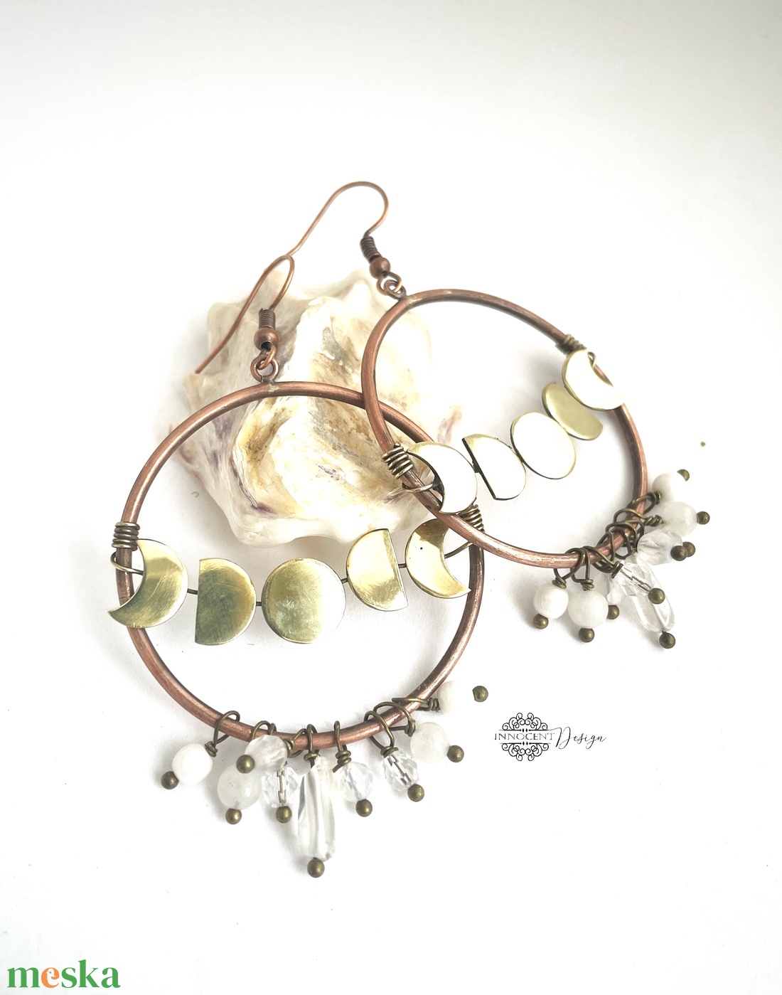 Holdfogyatkozás -réz fülbevaló - ékszer - fülbevaló - lógó fülbevaló - Meska.hu