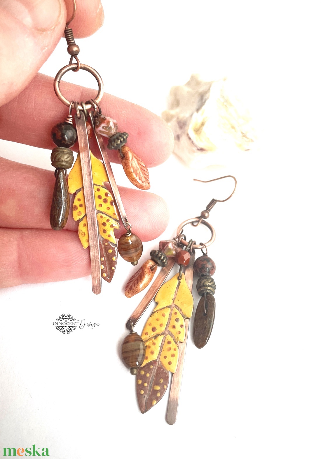 Tribal - Tollas tűzzománc fülbevaló - ékszer - fülbevaló - csillár fülbevaló - Meska.hu