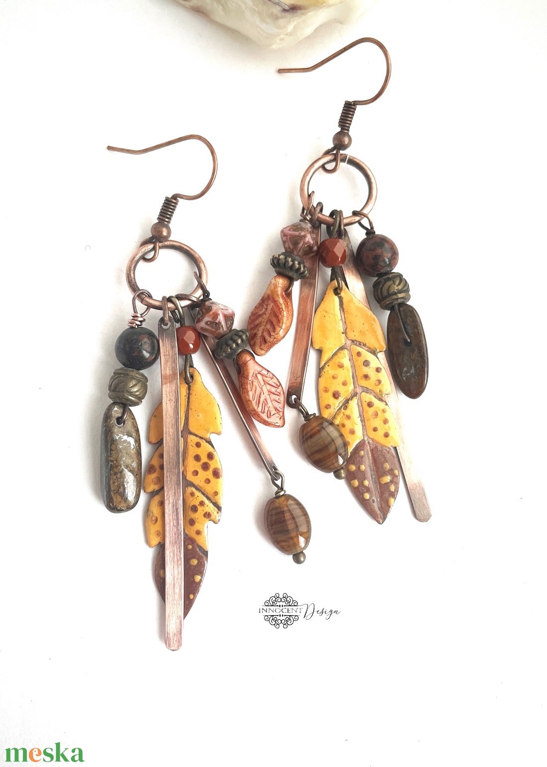 Tribal - Tollas tűzzománc fülbevaló - ékszer - fülbevaló - csillár fülbevaló - Meska.hu