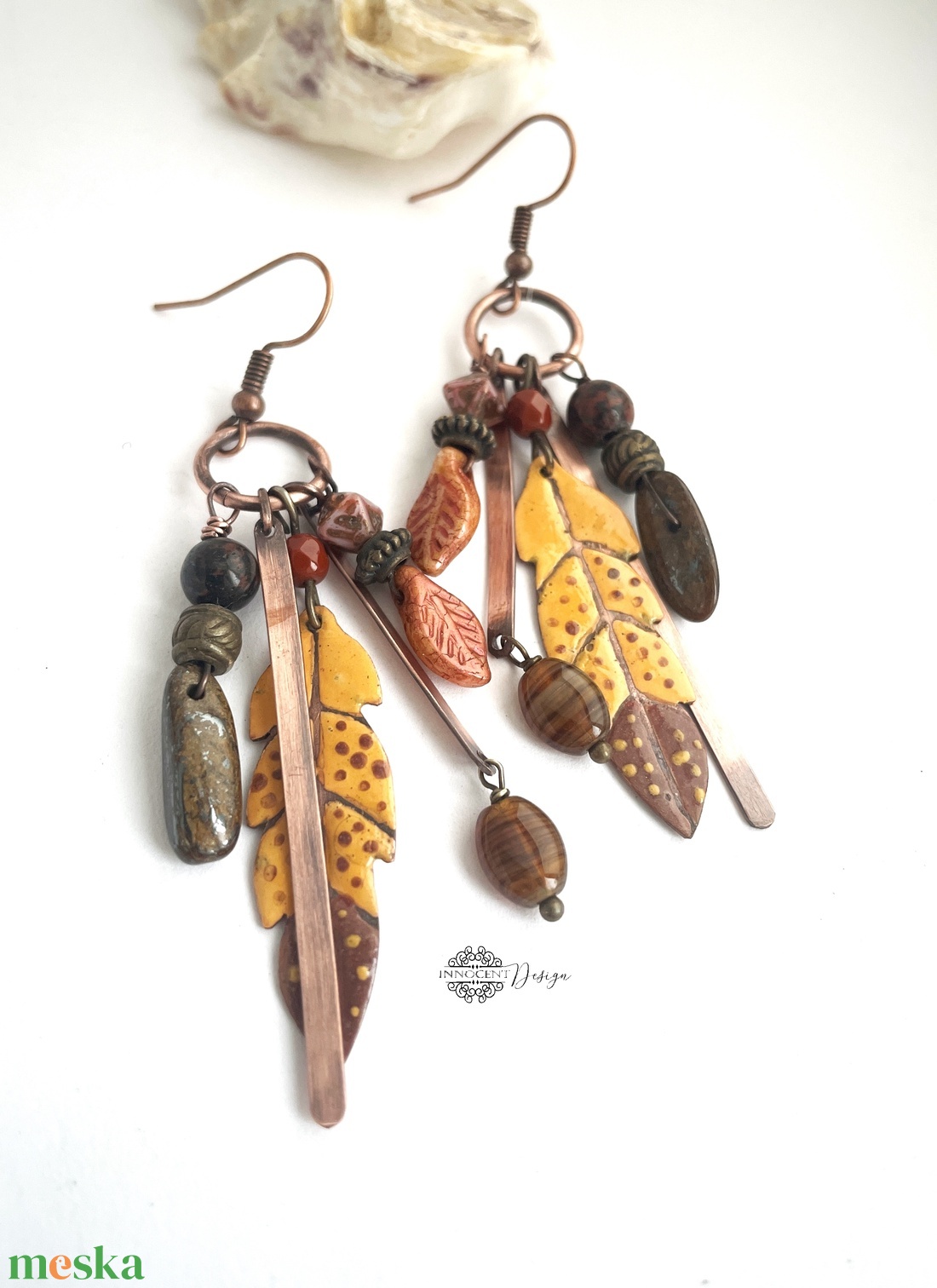 Tribal - Tollas tűzzománc fülbevaló - ékszer - fülbevaló - csillár fülbevaló - Meska.hu