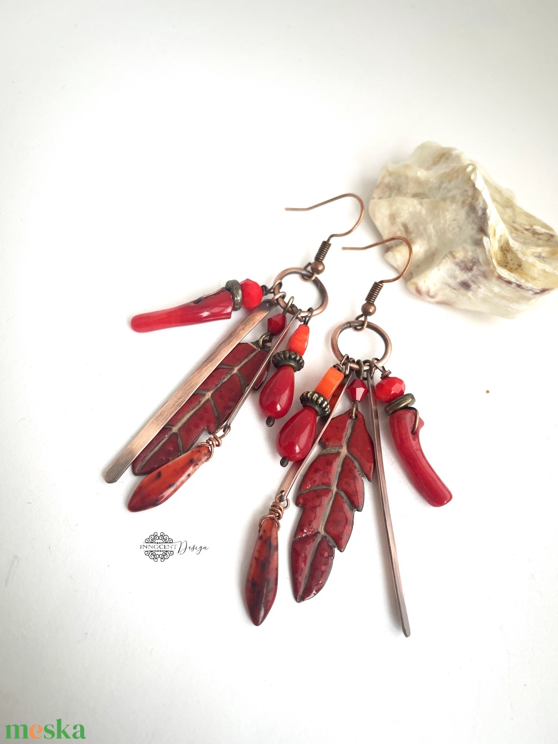 Tribal - Tollas tűzzománc fülbevaló - ékszer - fülbevaló - csillár fülbevaló - Meska.hu