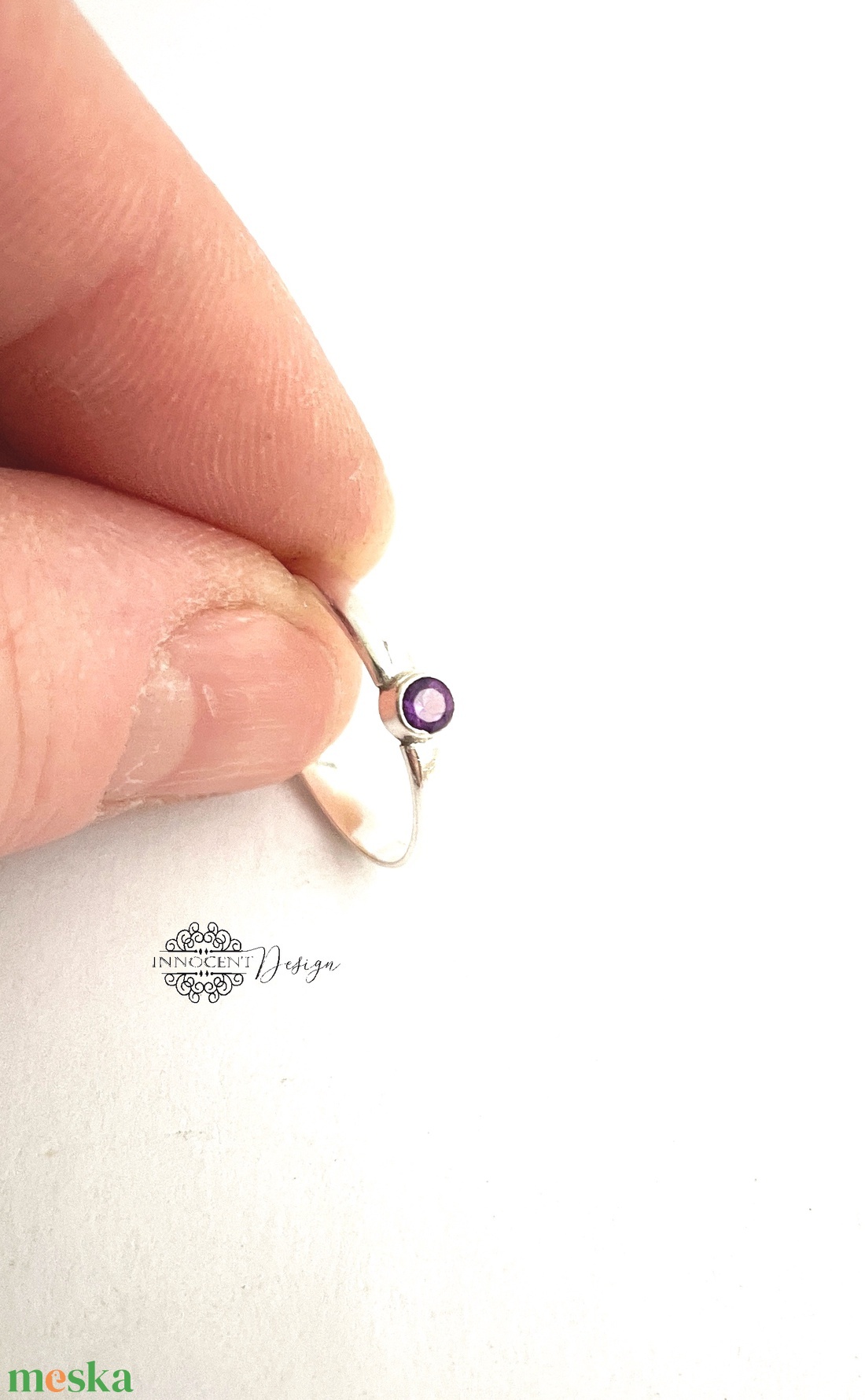 Foglalva Attilának - Ezüst gyűrű tokos foglalattal - ametiszttel 53-as - ékszer - gyűrű - szoliter gyűrű - Meska.hu