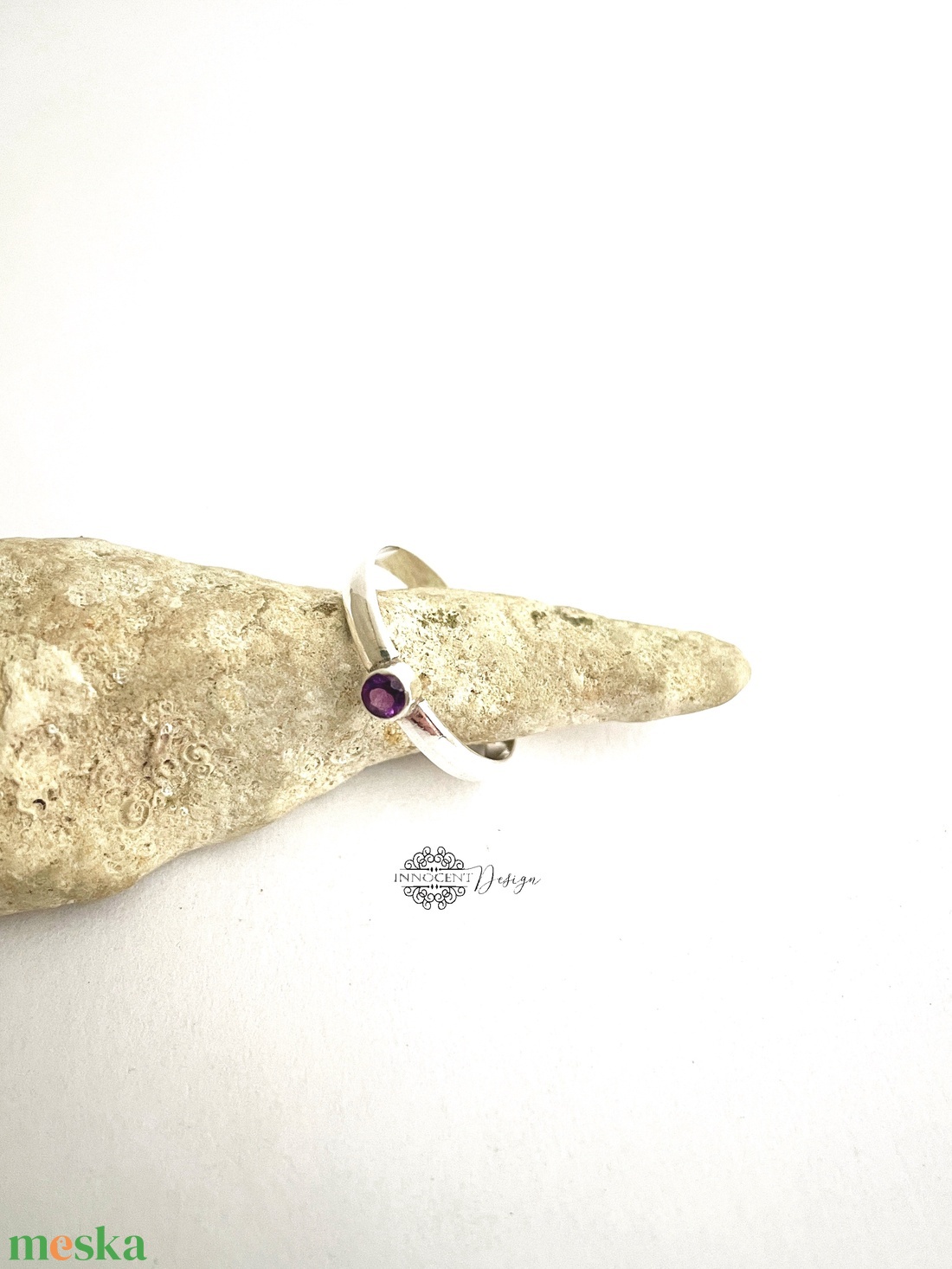 Foglalva Attilának - Ezüst gyűrű tokos foglalattal - ametiszttel 53-as - ékszer - gyűrű - szoliter gyűrű - Meska.hu