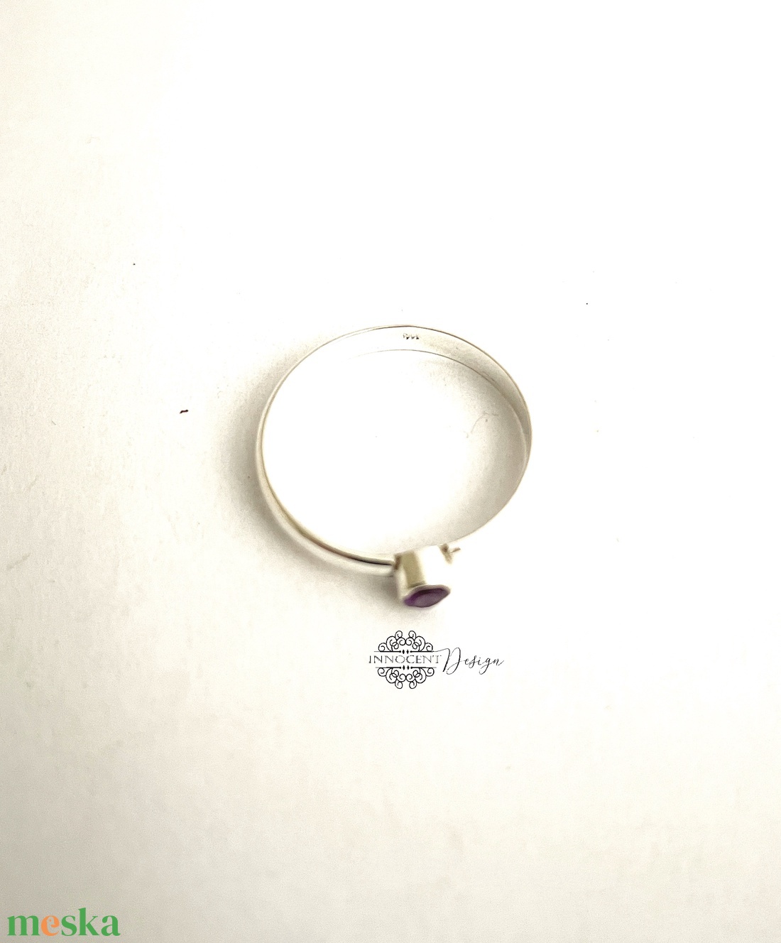 Foglalva Attilának - Ezüst gyűrű tokos foglalattal - ametiszttel 53-as - ékszer - gyűrű - szoliter gyűrű - Meska.hu
