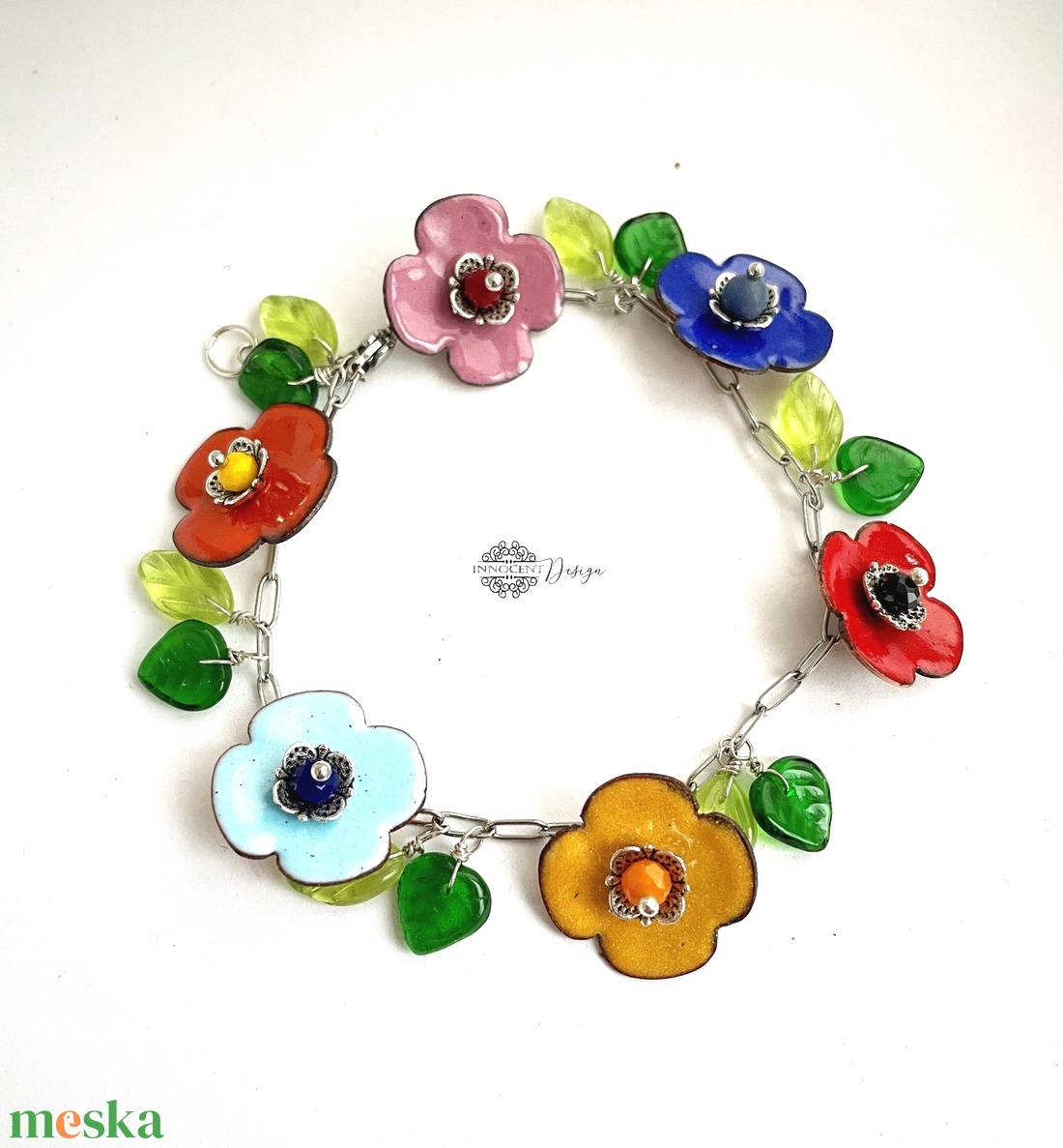 Nyár - tűzzománc karkötő  - ékszer - karkötő - bogyós karkötő - Meska.hu
