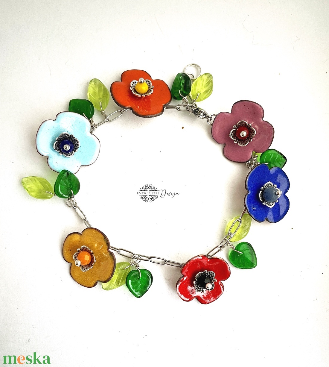 Nyár - tűzzománc karkötő  - ékszer - karkötő - bogyós karkötő - Meska.hu