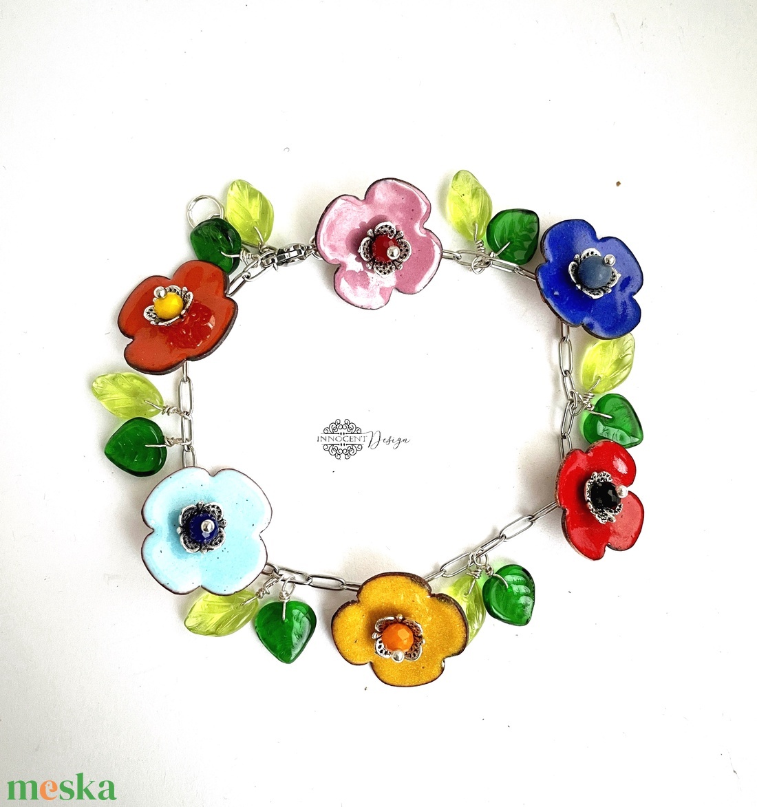 Nyár - tűzzománc karkötő  - ékszer - karkötő - bogyós karkötő - Meska.hu