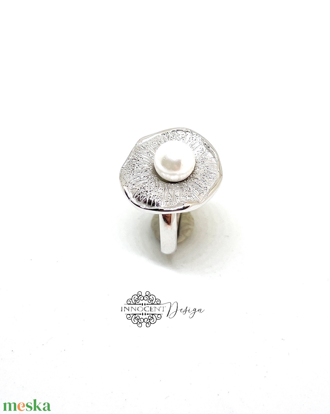 Ezüst tündérrózsa gyűrű - állítható - ékszer - gyűrű - gyöngyös gyűrű - Meska.hu