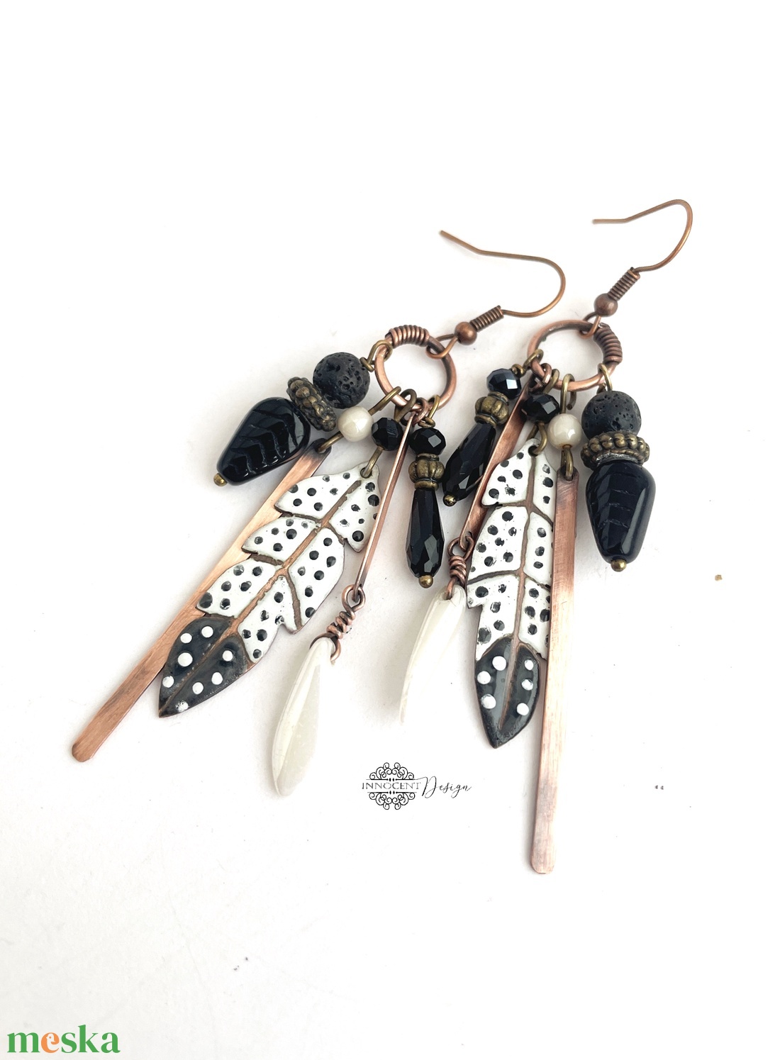 Tribal - Tollas tűzzománc fülbevaló - ékszer - fülbevaló - csillár fülbevaló - Meska.hu