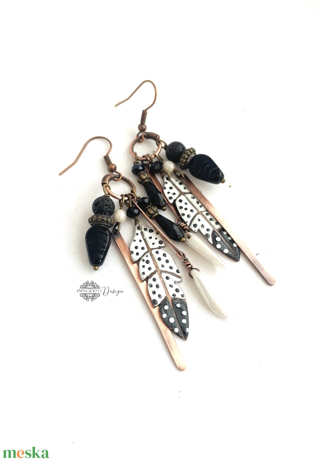 Tribal - Tollas tűzzománc fülbevaló - ékszer - fülbevaló - csillár fülbevaló - Meska.hu