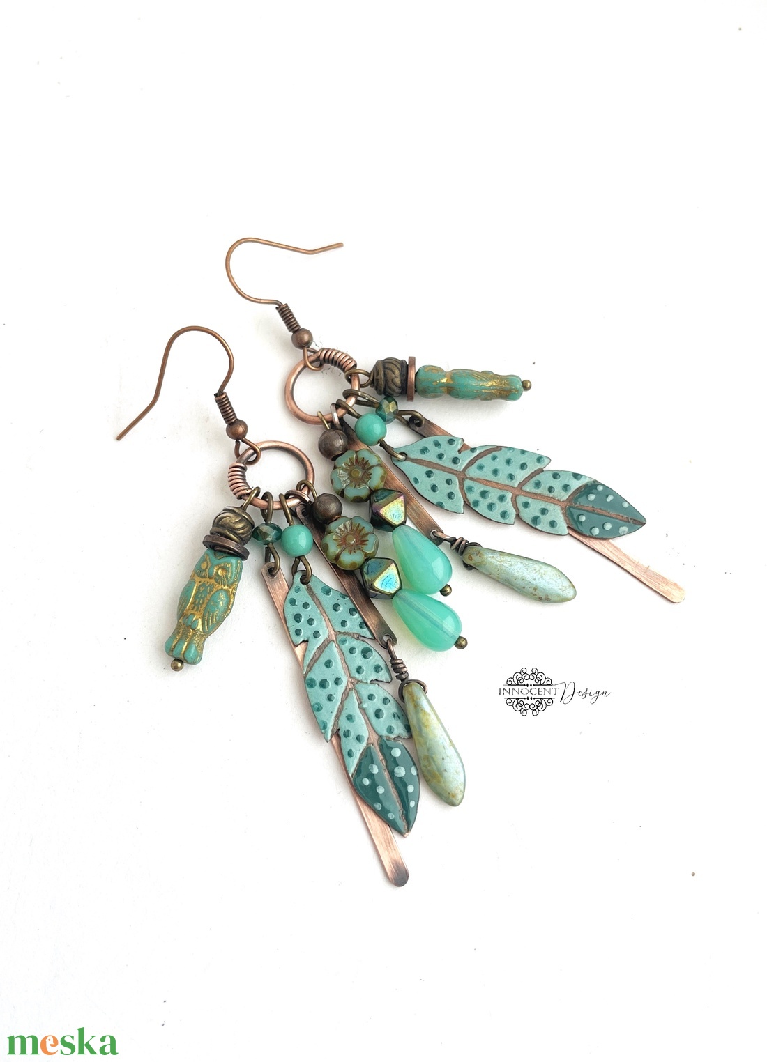 Tribal - Tollas tűzzománc fülbevaló - ékszer - fülbevaló - csillár fülbevaló - Meska.hu