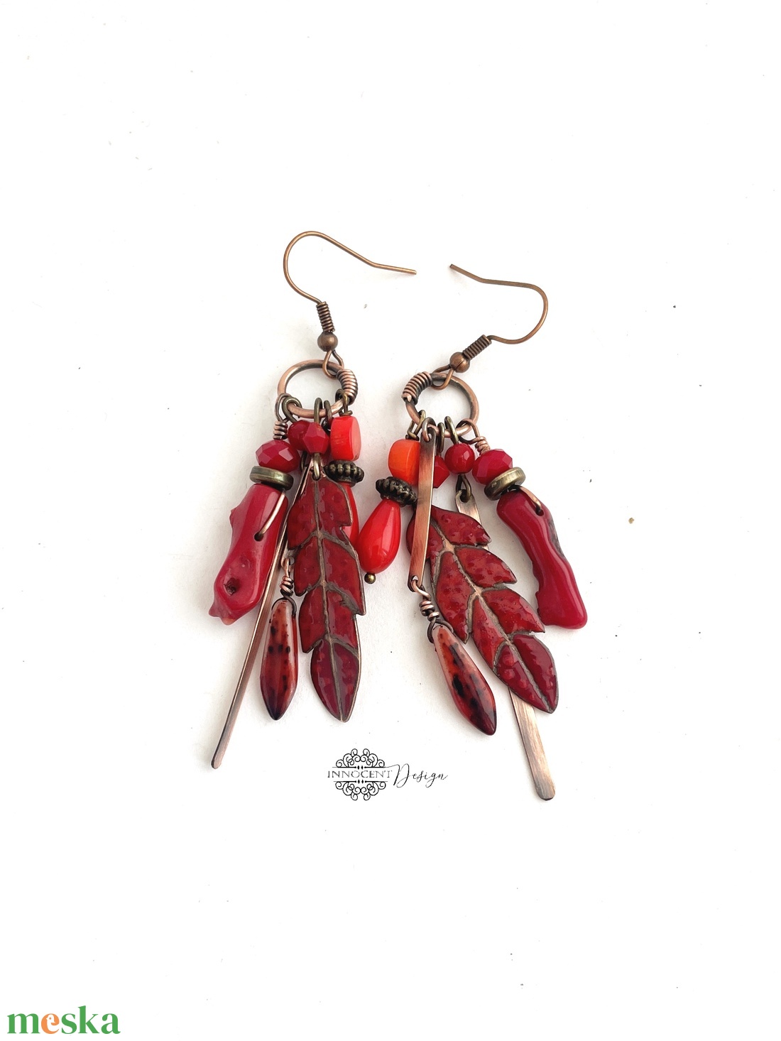 Tribal - Tollas tűzzománc fülbevaló - ékszer - fülbevaló - csillár fülbevaló - Meska.hu