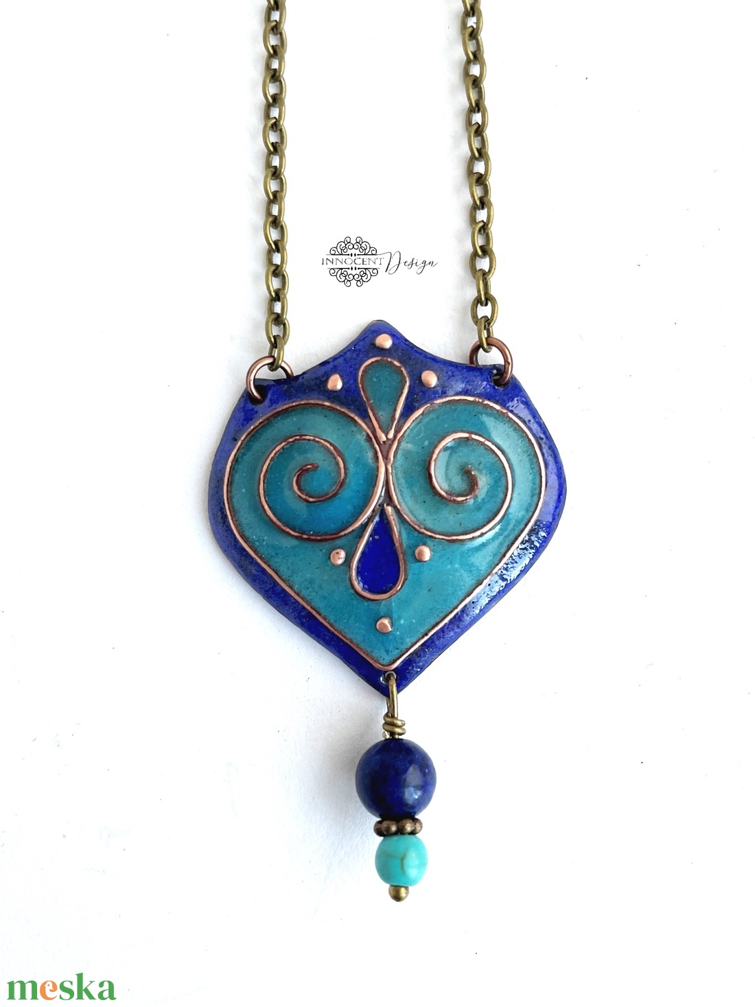 Szerelmes kék égbolt - tűzzománc-réz fülbevaló - türkiz-kék - ékszer - ékszerszett - Meska.hu