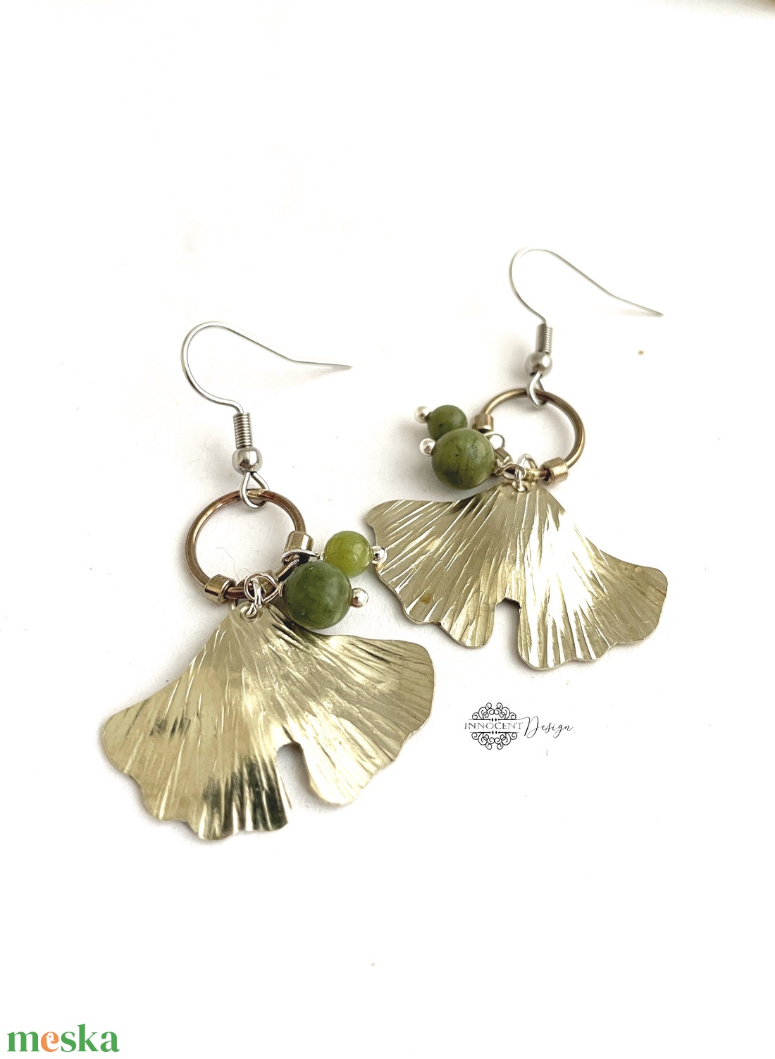 Botanika  - Gingko biloba - alpakka fülbevaló  - ékszer - fülbevaló - lógó fülbevaló - Meska.hu