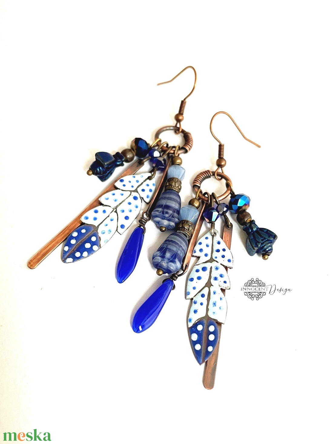 Tribal - Tollas tűzzománc fülbevaló - ékszer - fülbevaló - csillár fülbevaló - Meska.hu