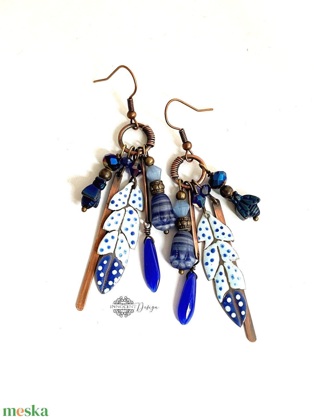 Tribal - Tollas tűzzománc fülbevaló - ékszer - fülbevaló - csillár fülbevaló - Meska.hu