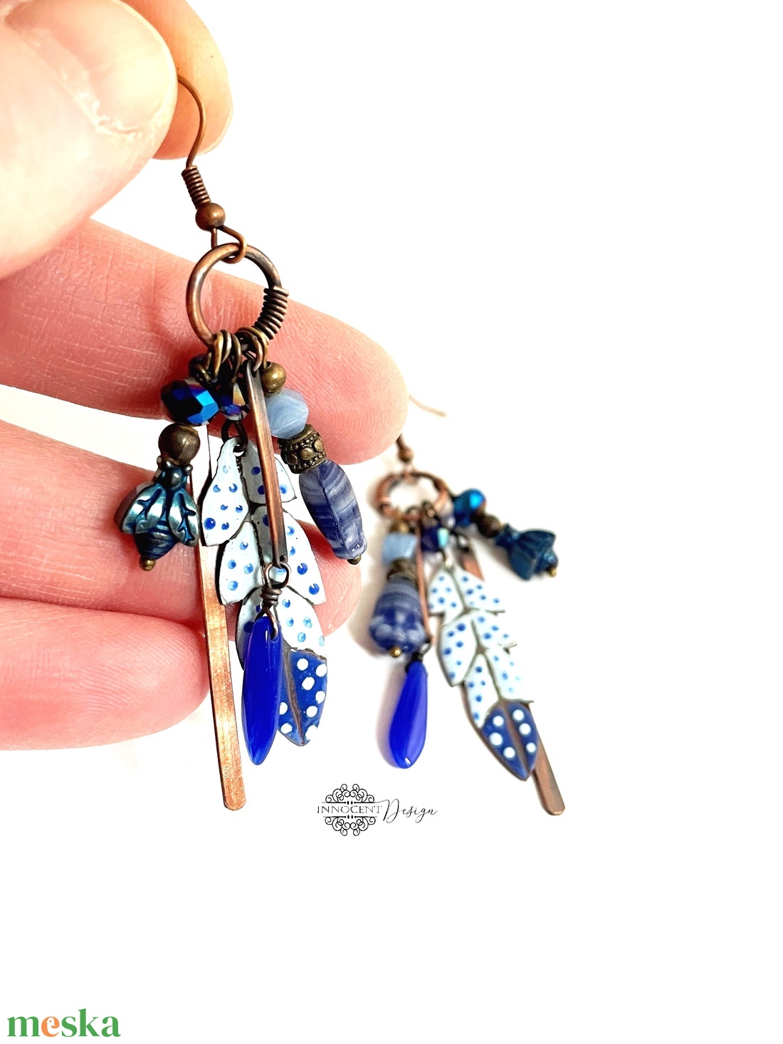 Tribal - Tollas tűzzománc fülbevaló - ékszer - fülbevaló - csillár fülbevaló - Meska.hu