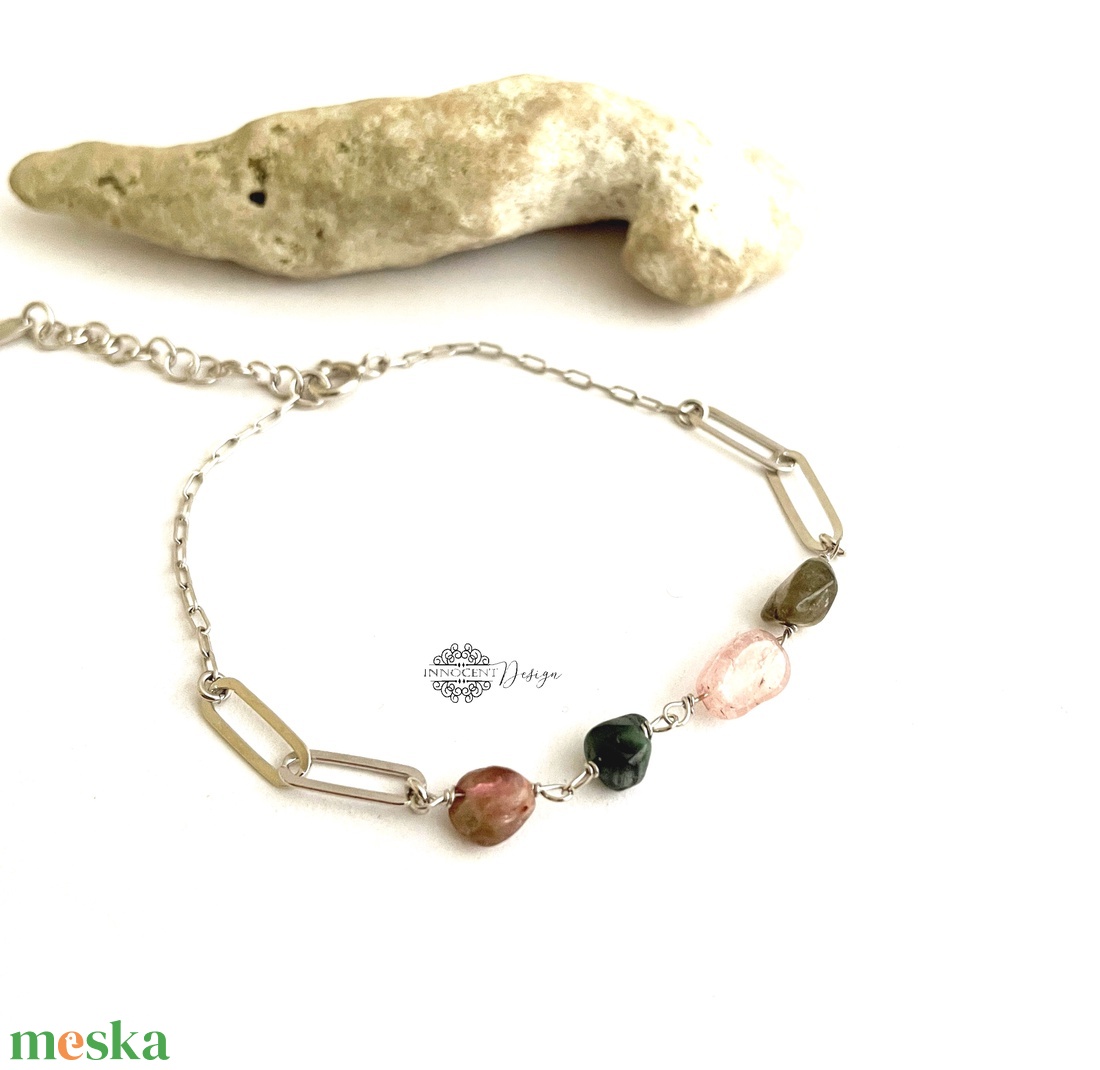 Ezüst karpkötő turmalinnal  - ékszer - karkötő - gyöngyös karkötő - Meska.hu