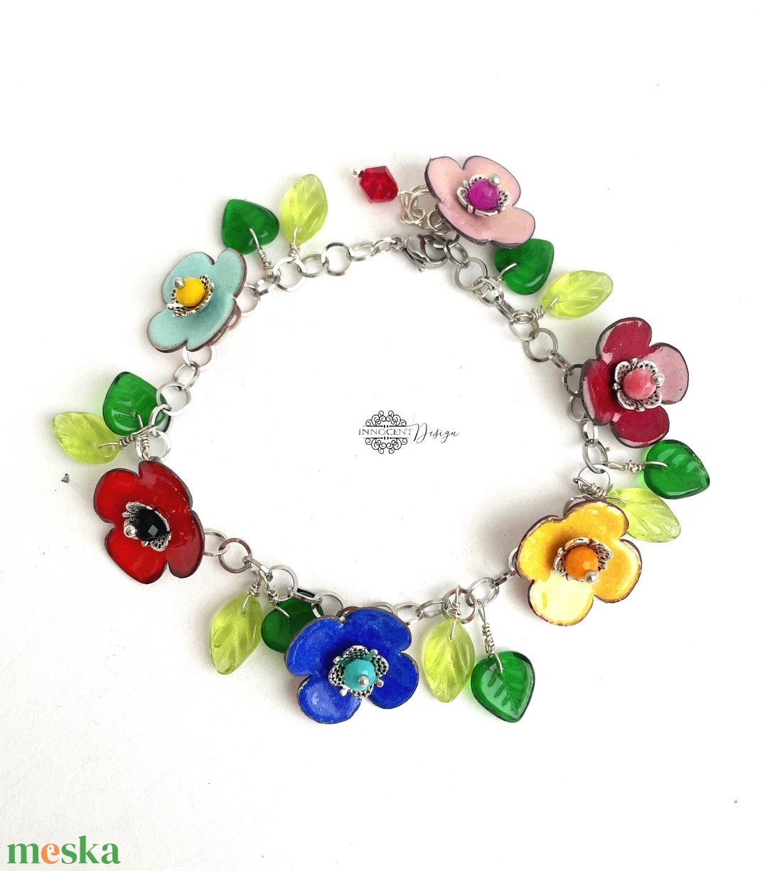 Nyár - tűzzománc karkötő  - ékszer - karkötő - bogyós karkötő - Meska.hu