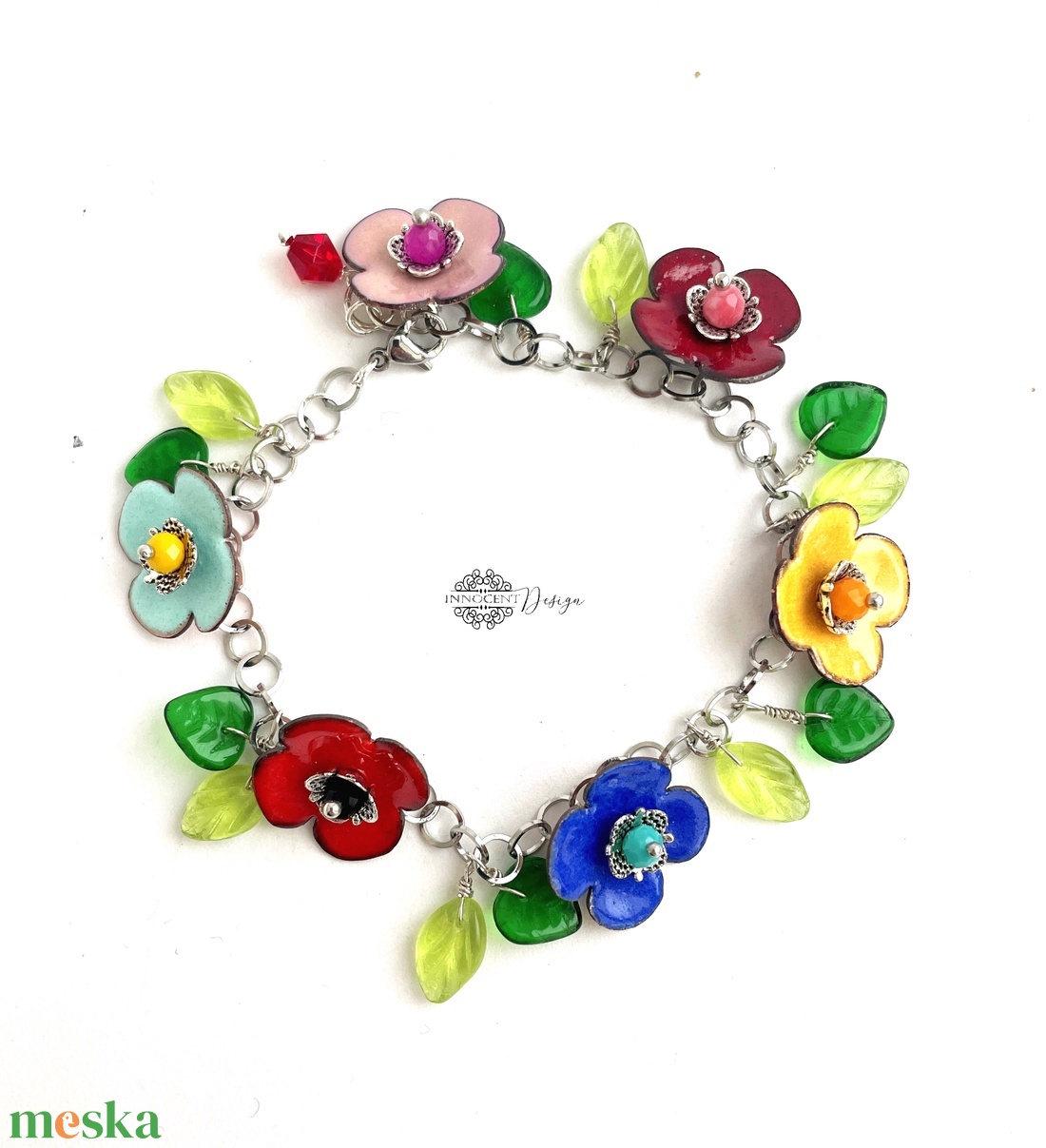 Nyár - tűzzománc karkötő  - ékszer - karkötő - bogyós karkötő - Meska.hu