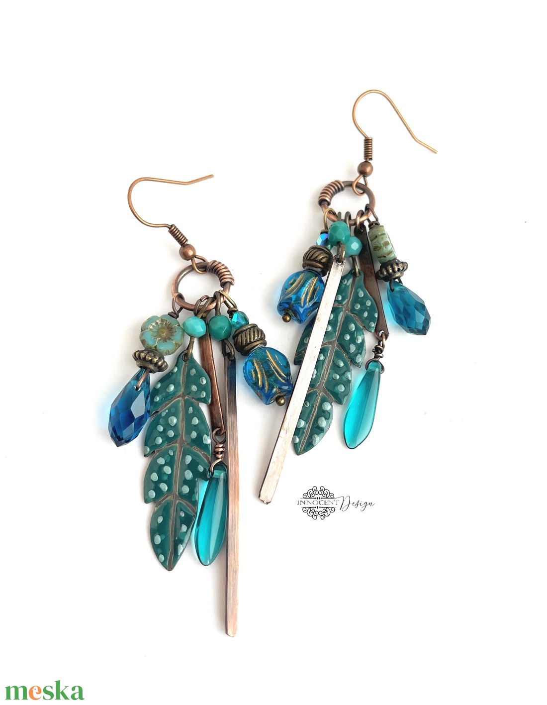 Tribal - Tollas tűzzománc fülbevaló - ékszer - fülbevaló - csillár fülbevaló - Meska.hu