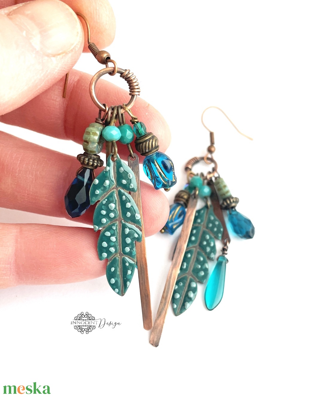 Tribal - Tollas tűzzománc fülbevaló - ékszer - fülbevaló - csillár fülbevaló - Meska.hu