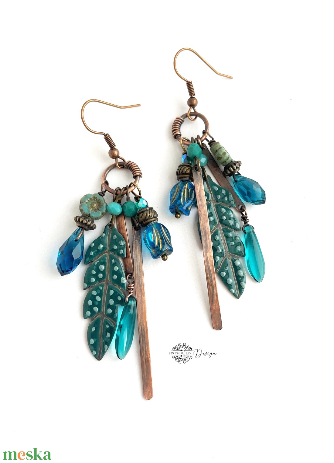 Tribal - Tollas tűzzománc fülbevaló - ékszer - fülbevaló - csillár fülbevaló - Meska.hu